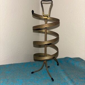 Vintage MCM Brass Metal Spinning Spiral Rotating Earring Holder
